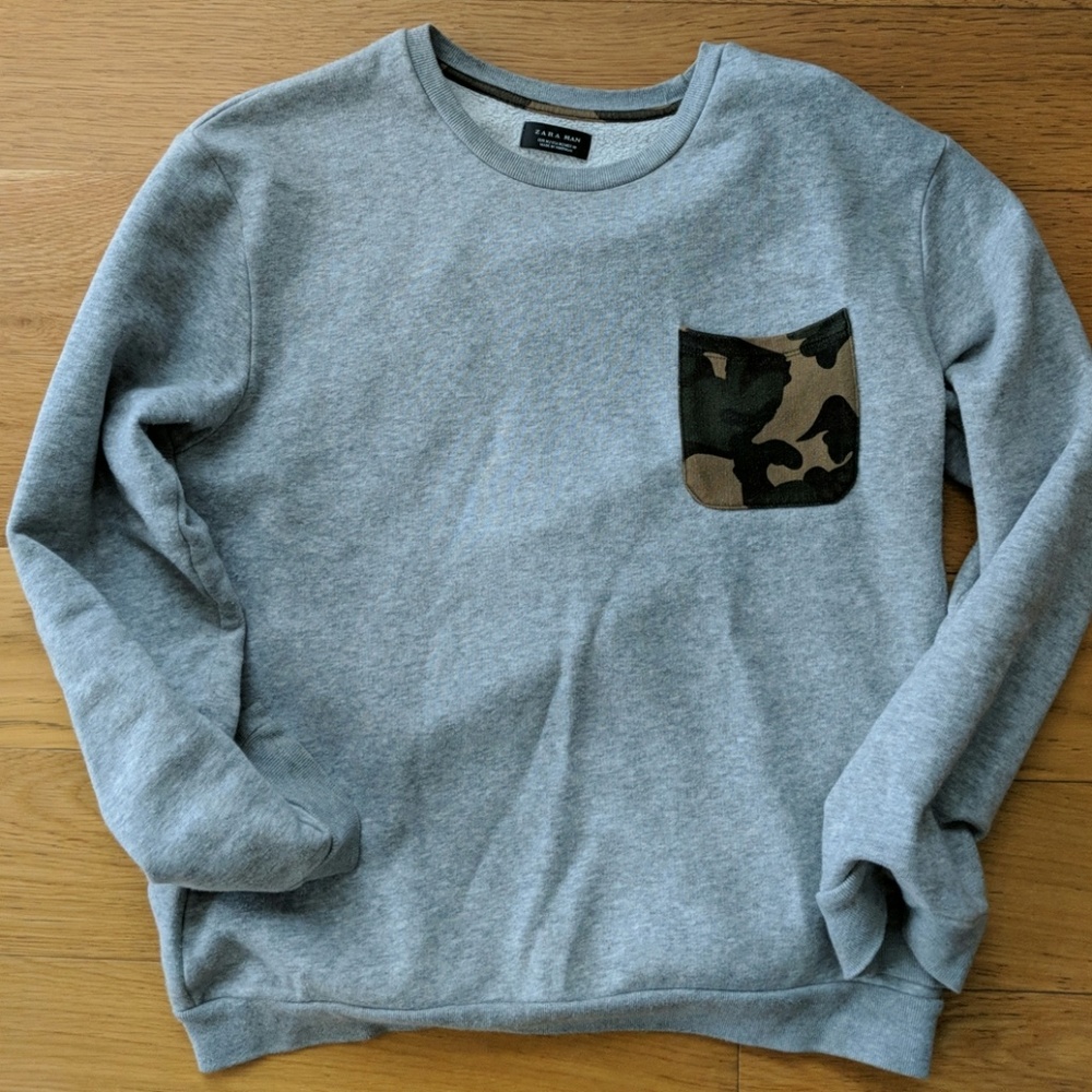 🔥Zara Men's Gray Sweatshirt Camouflage Medium